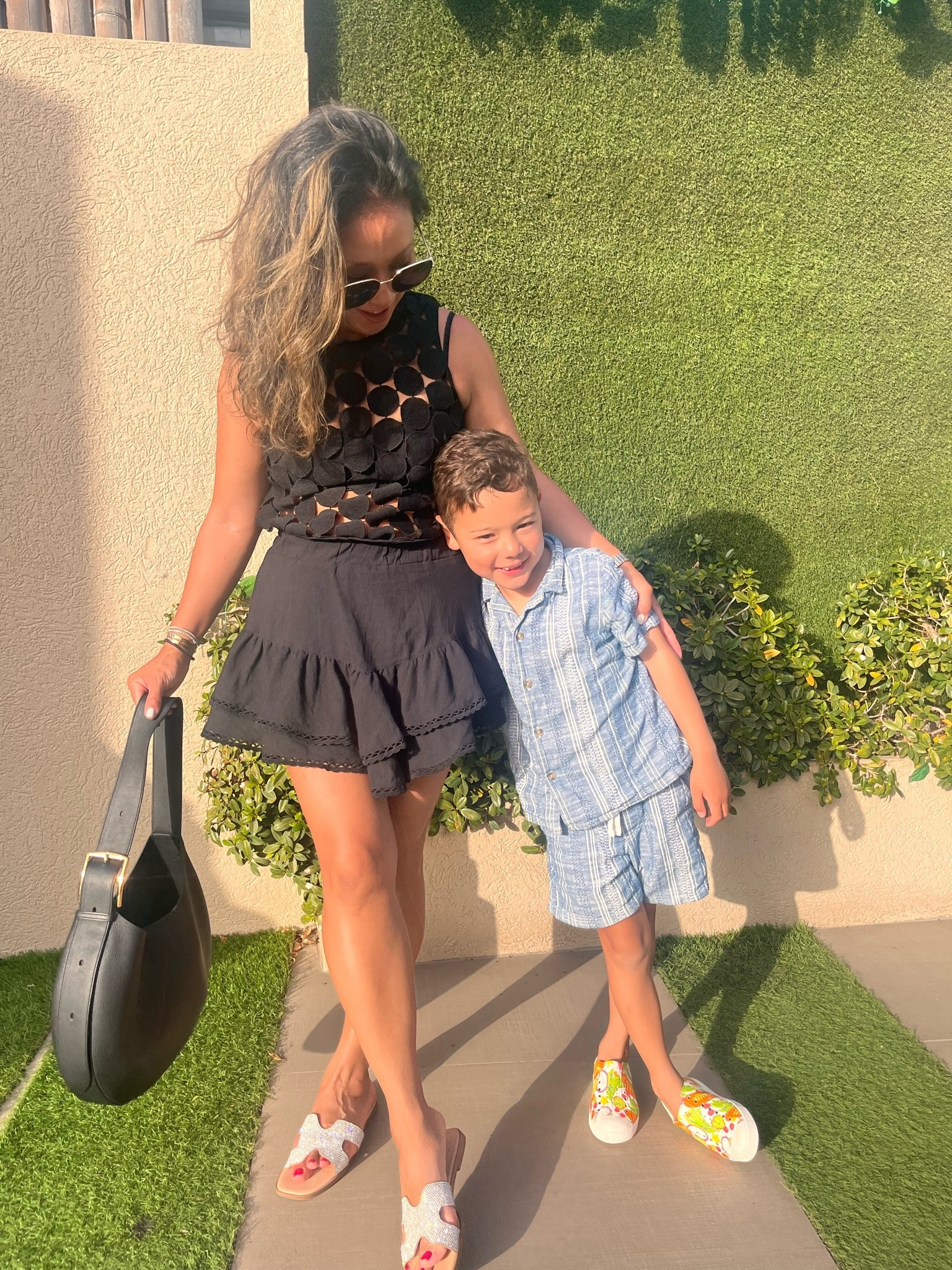 Posing with my bestie. Amazon outfit. All black everything. Xs in top and bottom. Bottoms are shorts!

#LTKootd #LTKSaleAlert #LTKTravel