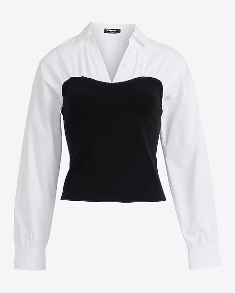 Layered Tube V-Neck Long Sleeve Top | Express