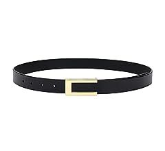 Womens Leather Belt Skinny Waist Belt for Dresses Jeans Pants with Gold Buckle | Amazon (US)