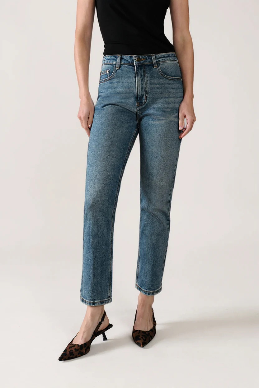 Enid High-Rise Slim Ankle Jeans - Blue | Petite Studio NYC