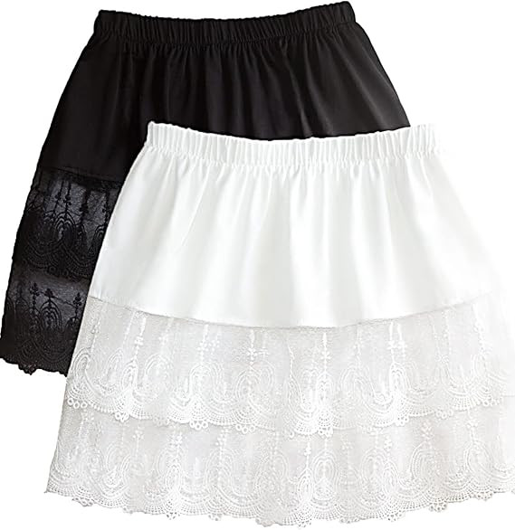 Vanrose Jan Women's Lace Extender Mini Lace Underskirt Skirts Half Slip Extra Length Plus Size | Amazon (US)