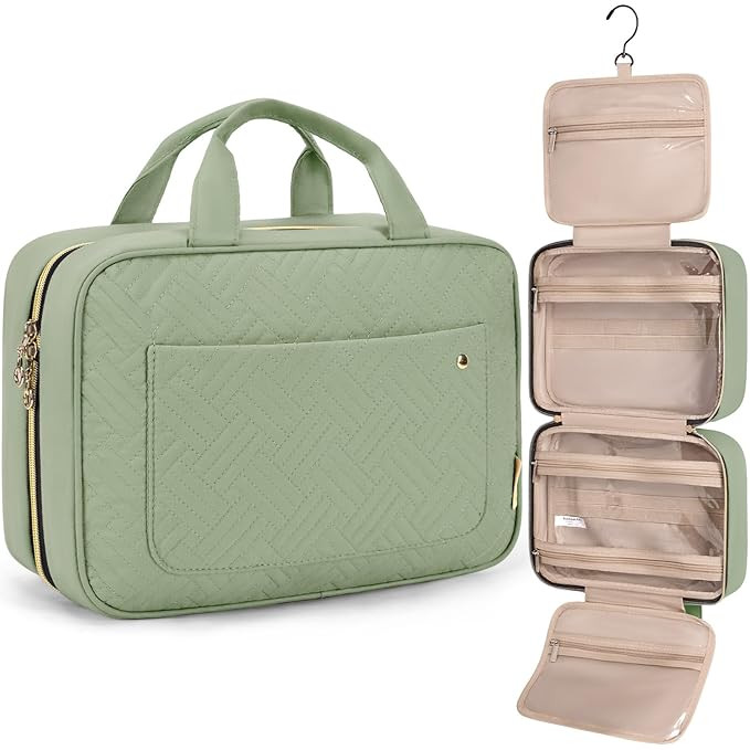 BAGSMART Toiletry Bag Travel Bag with Hanging Hook, Water-resistant Makeup Cosmetic Bag Travel Or... | Amazon (US)