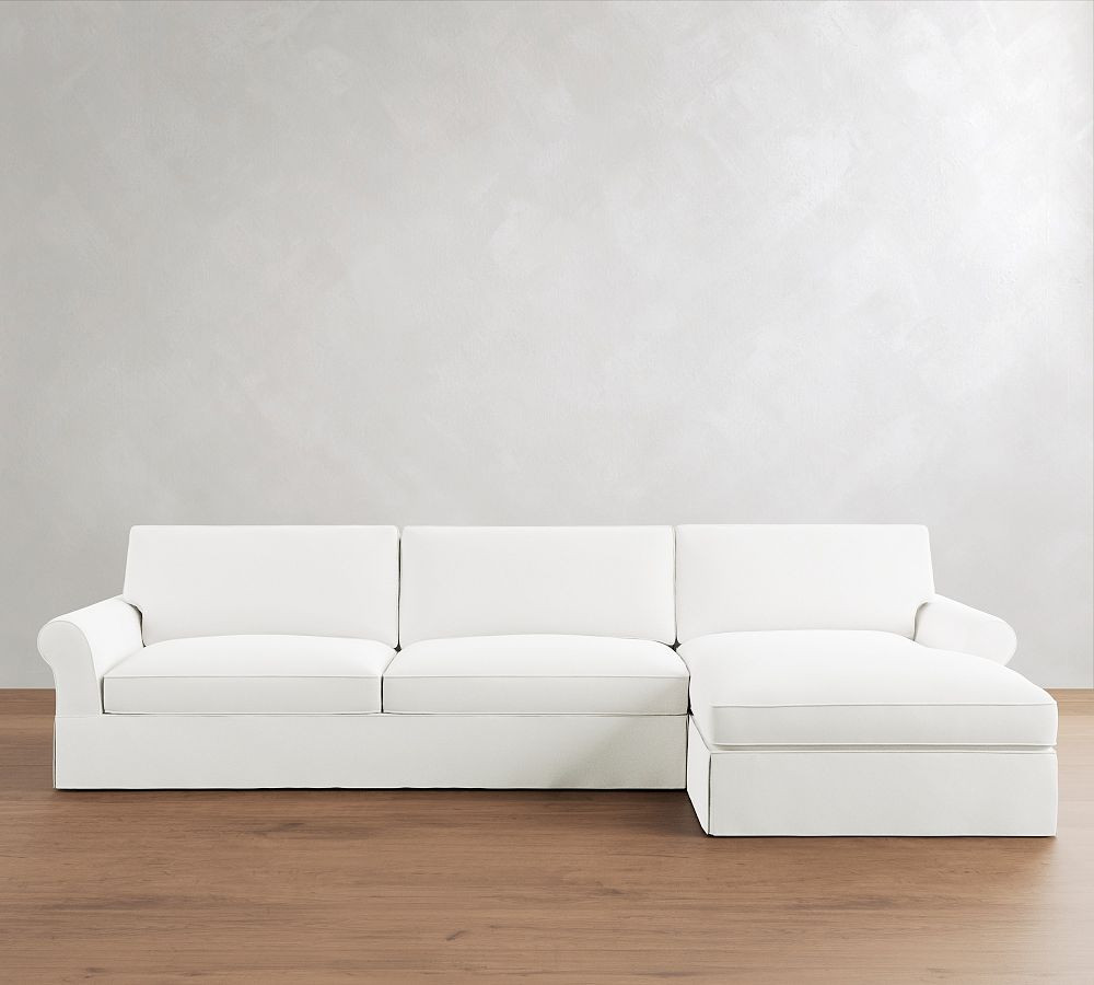 PB Comfort Roll Arm Slipcovered Chaise Sectional (106"–132") | Pottery Barn (US)