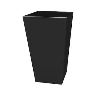 20 in. Black Plastic Tall Finley Square Planter | The Home Depot