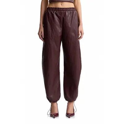 Avec Les Filles Elastic Waist Faux Leather Balloon Pants in Bordeaux at Nordstrom, Size Medium | Nordstrom