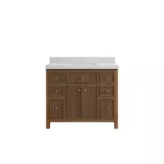 Willow Collections Sonoma Teak 42 in. W x 22 in. D x 36 in. H Bath Vanity in Dark Teak with 2" Ca... | The Home Depot