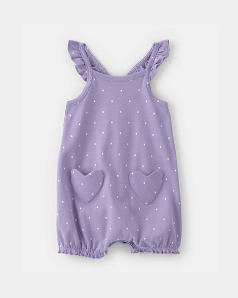 Baby Girl Polka Dots Sleeveless Romper - Purple | Carter's Inc