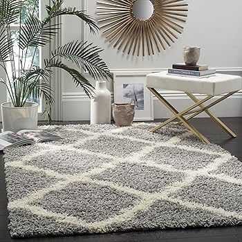 Safavieh Dallas Shag Collection SGD257G Trellis Area Rug, 8' x 10', Grey/Ivory | Amazon (US)