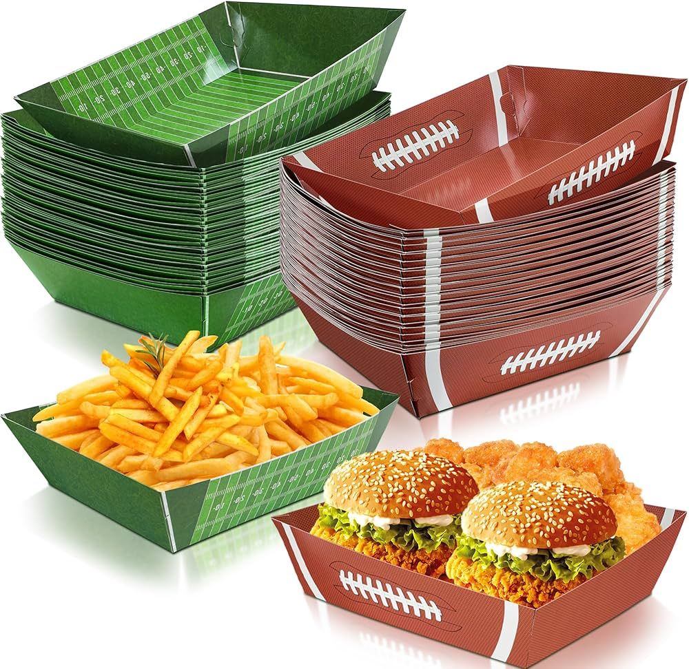 Sawowkuya 36Pcs Football Party Supplies Food Boats Paper Disposable Serving Trays Bowls for Birth... | Amazon (US)