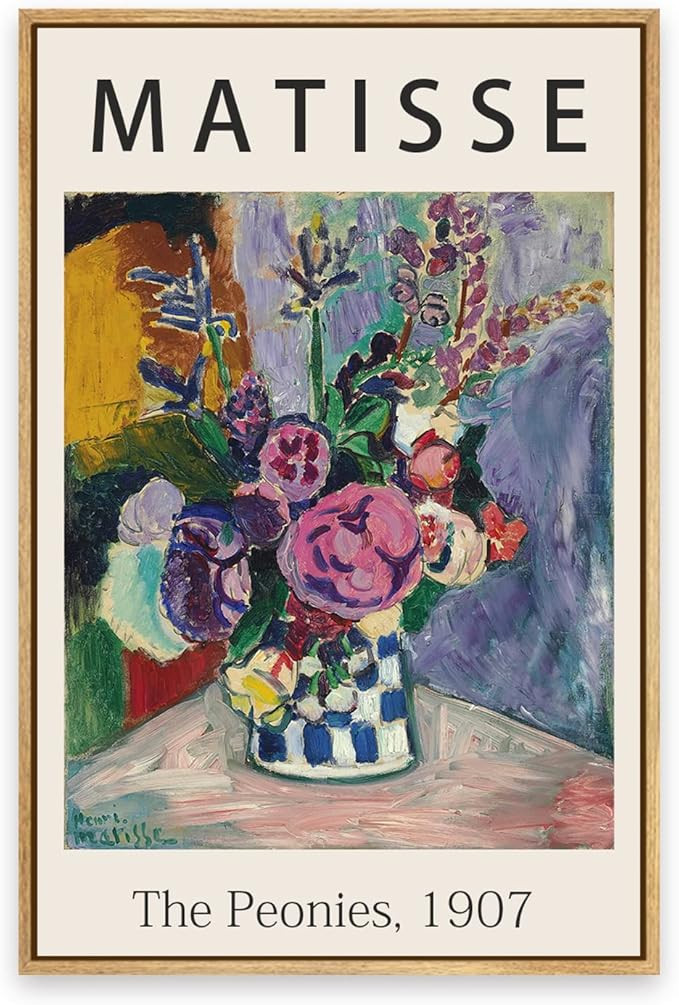Framed Canvas Print Wall Art The Peonies, 1907 Famous Paintings By Matisse Colorful Peony Flower ... | Amazon (US)