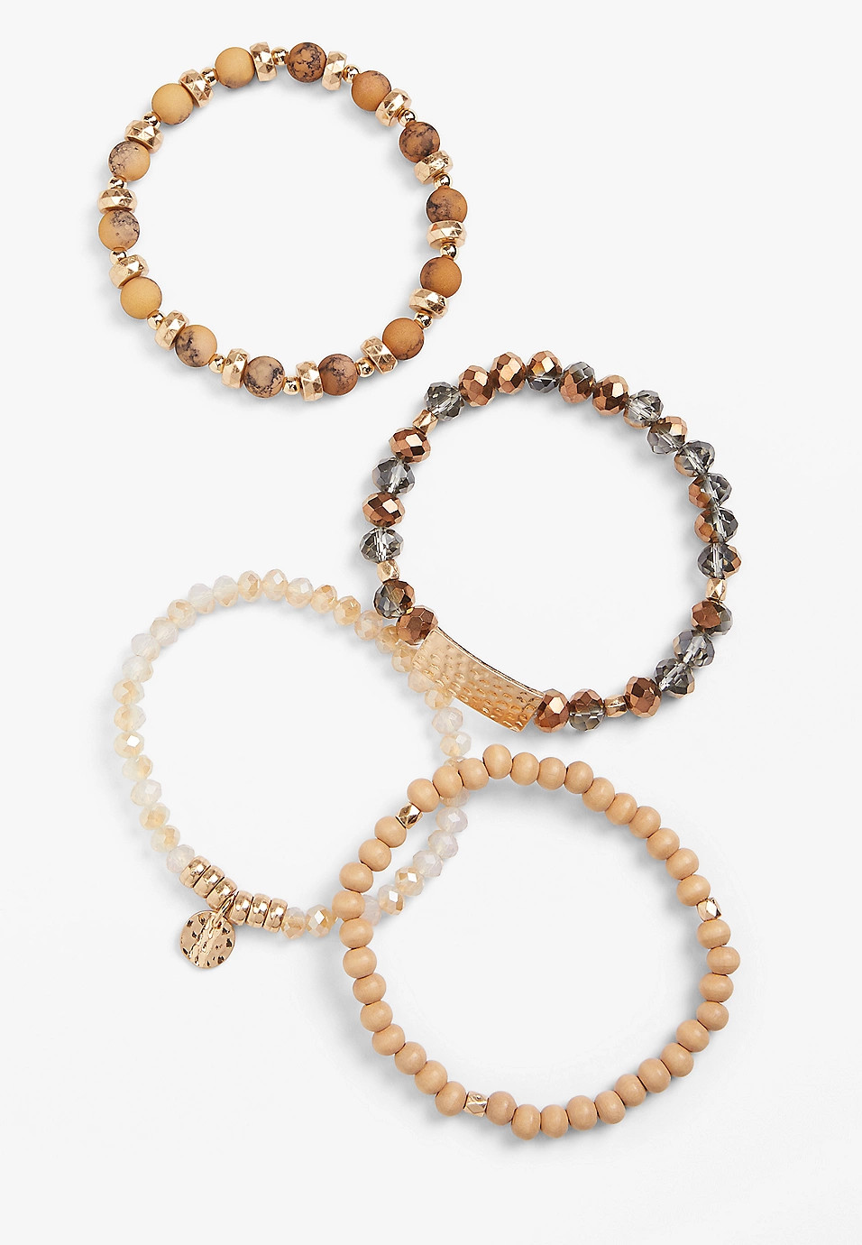 4 Piece Wooden Bead Stretch Bracelet | Maurices