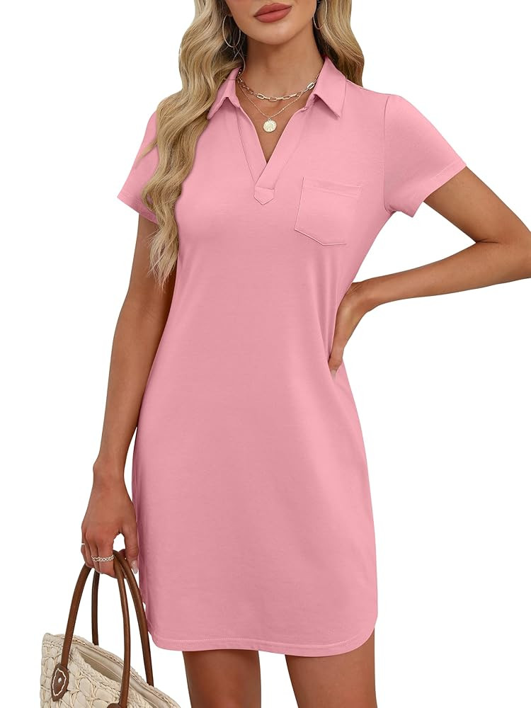 ANRABESS Womens Casual Summer T Shirt Dress Short Sleeve V Neck Mini Shift Dresses 2025 Fashion V... | Amazon (US)