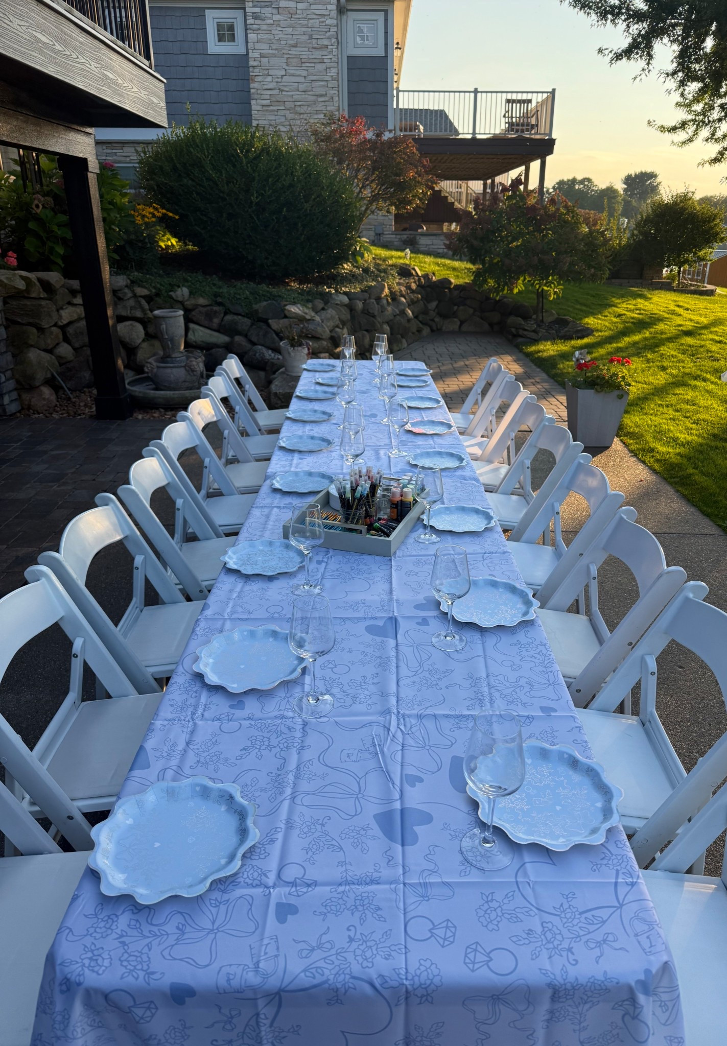 Something Blue Before I Do Bachelorette table cloth and plates for a “Toast to the Bride”. Everyone paints a wine glass and shares a toast, favorite memory, or describes the Bride in 1 words to begin the weekend with a welcome cheers! 🥂

#LTKWedding