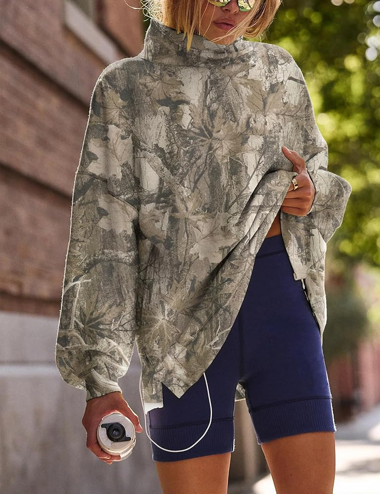 Women’s Oversized Sweatshirts Mockneck Sweatshirt Turtleneck Tops Loose Drop Shoulder Long Slee... | Amazon (US)