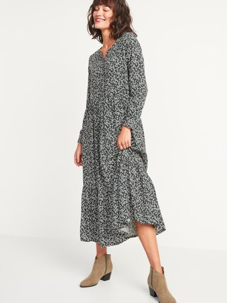 Printed Tiered-Hem Maxi Swing Dress for Women | Old Navy (US)