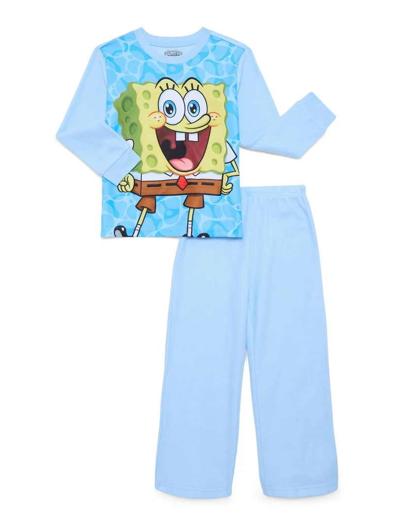 SpongeBob SquarePants Boys Long Sleeve Top and Pants, 2-Piece Pajama Set, Sizes 4-12 | Walmart (US)