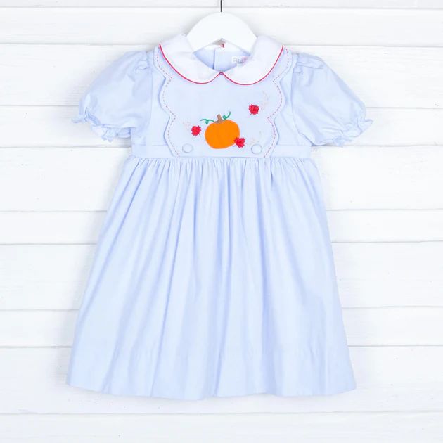 Embroidered Apples and Pumpkin Bib Dress | Classic Whimsy