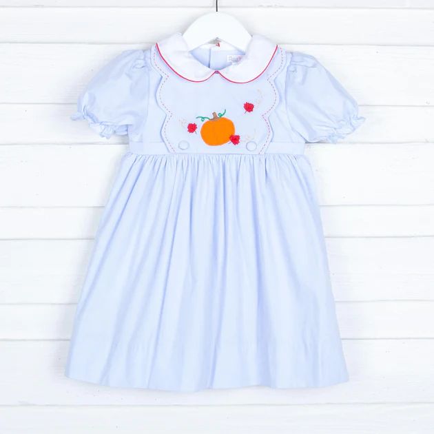 Embroidered Apples and Pumpkin Bib Dress | Classic Whimsy