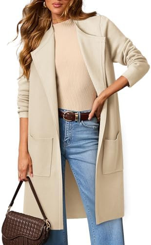 Womens Fall Sweater Open Front Knit Lightweight Cardigan Casual Long Coatigan Lady Jacket Coat Wi... | Amazon (US)