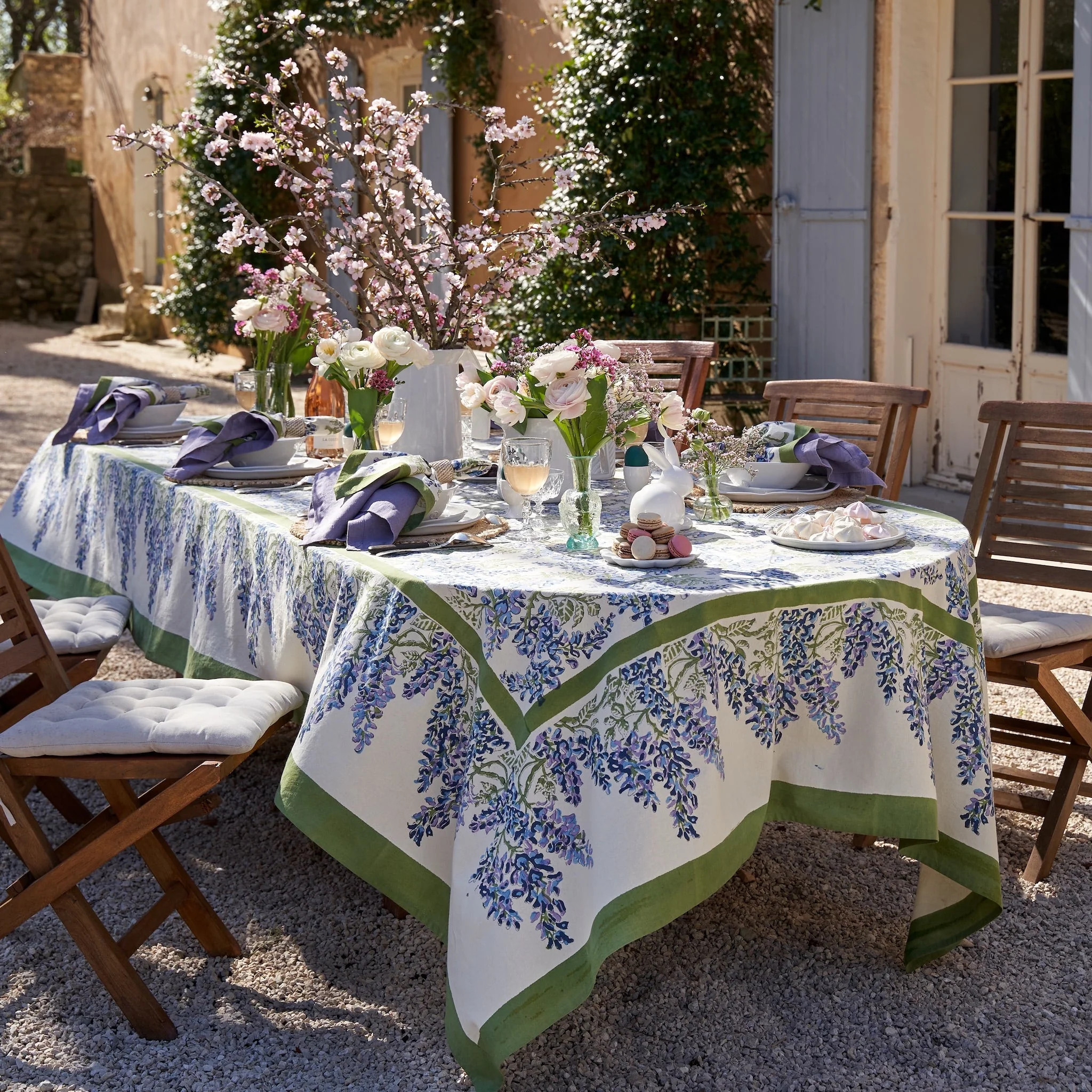 French Tablecloth Wisteria Green & Blue | Couleur Nature