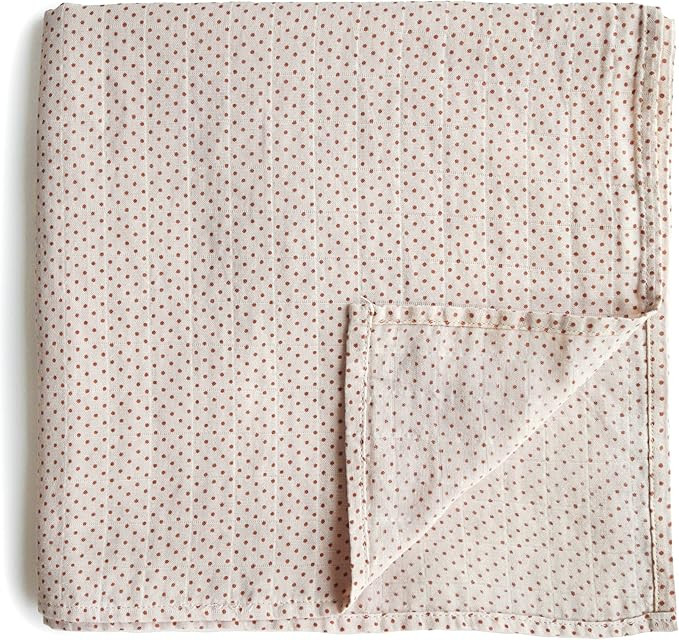 mushie Muslin Baby Swaddle Blanket | 100% Organic Cotton (Caramel Dots) | Amazon (US)