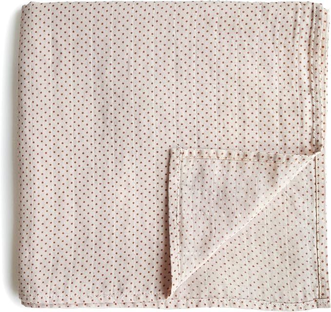 mushie Muslin Baby Swaddle Blanket | 100% Organic Cotton (Caramel Dots) | Amazon (US)