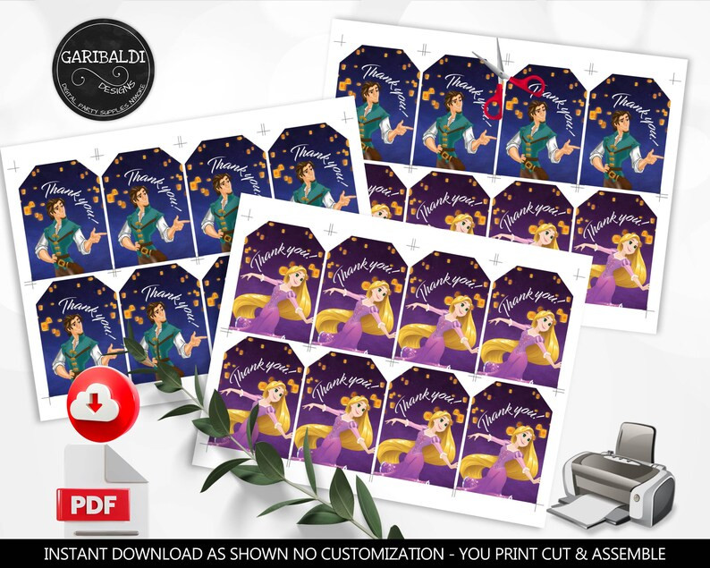 Instant Download Rapunzel Favor Tags Printable Princess Rapunzel Thank You Tags Rapunzel Gift Tag... | Etsy (US)