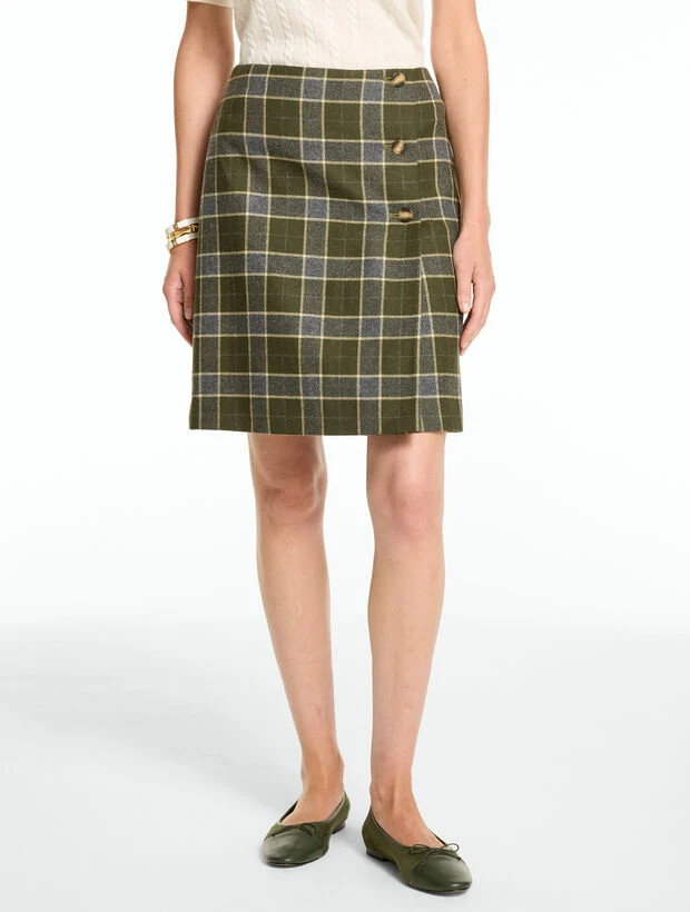Faux Wrap A-Line Skirt - Shetland Plaid | Talbots