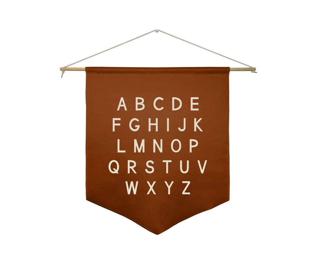 ABC's Flag Pennant Banner, Modern Neutral Kids Decor, Boho Nursery, ABC Wall Hanging, Kids Decor,... | Etsy (US)