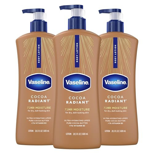 Vaseline Intensive Care Body Lotion Cocoa Radiant 3 count for Dry Skin Lotion Made with Ultra-Hydrating Lipids and Pure Cocoa Butter for a Long-Lasting, Radiant Glow 20.3 Oz | Amazon (US)