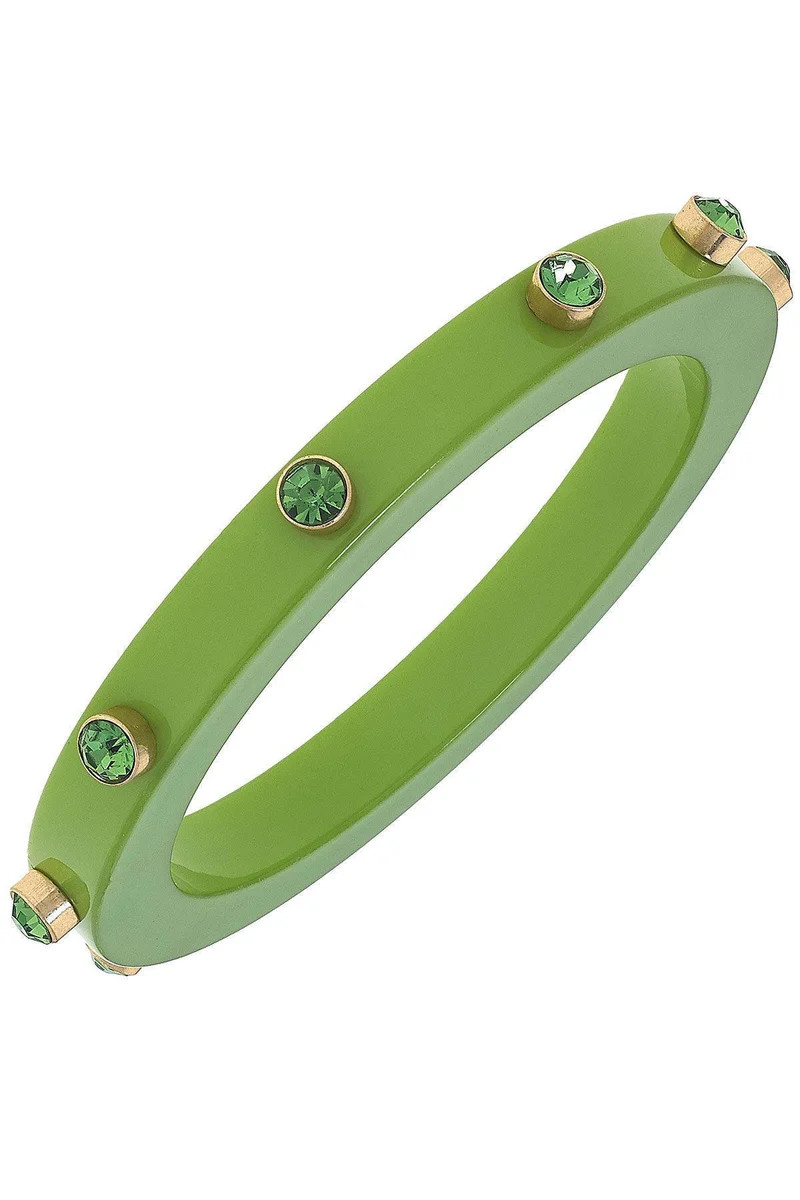 Renee Resin and Rhinestone Bangle in Lime Green | CANVAS