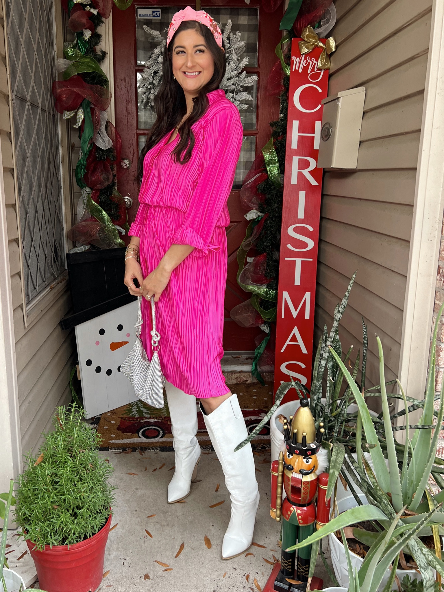 Pink plisse dress. 

#LTKSeasonal #LTKfindsunder50 #LTKHoliday