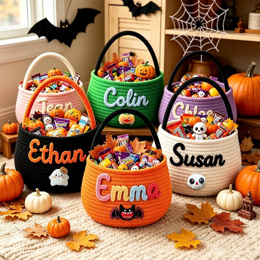 LAPE Personalized Halloween Basket Cotton Rope Treat Tote with Custom Name | Amazon (US)