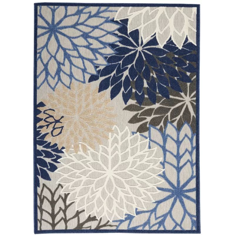 Weon Floral Blue/Gray Indoor/Outdoor Area Rug | Wayfair North America