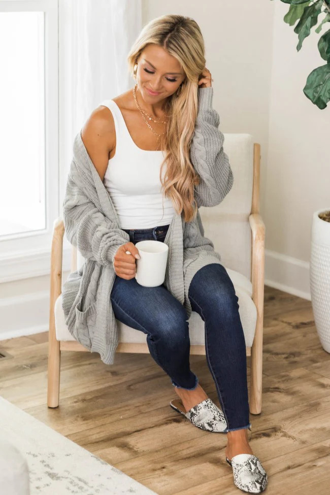 Won't Change My Heart Grey Cardigan | The Pink Lily Boutique