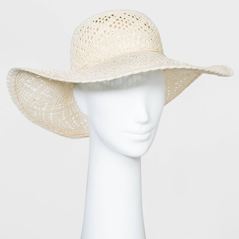 Women's Paper Straw Floppy Hat - A New Day White | Target