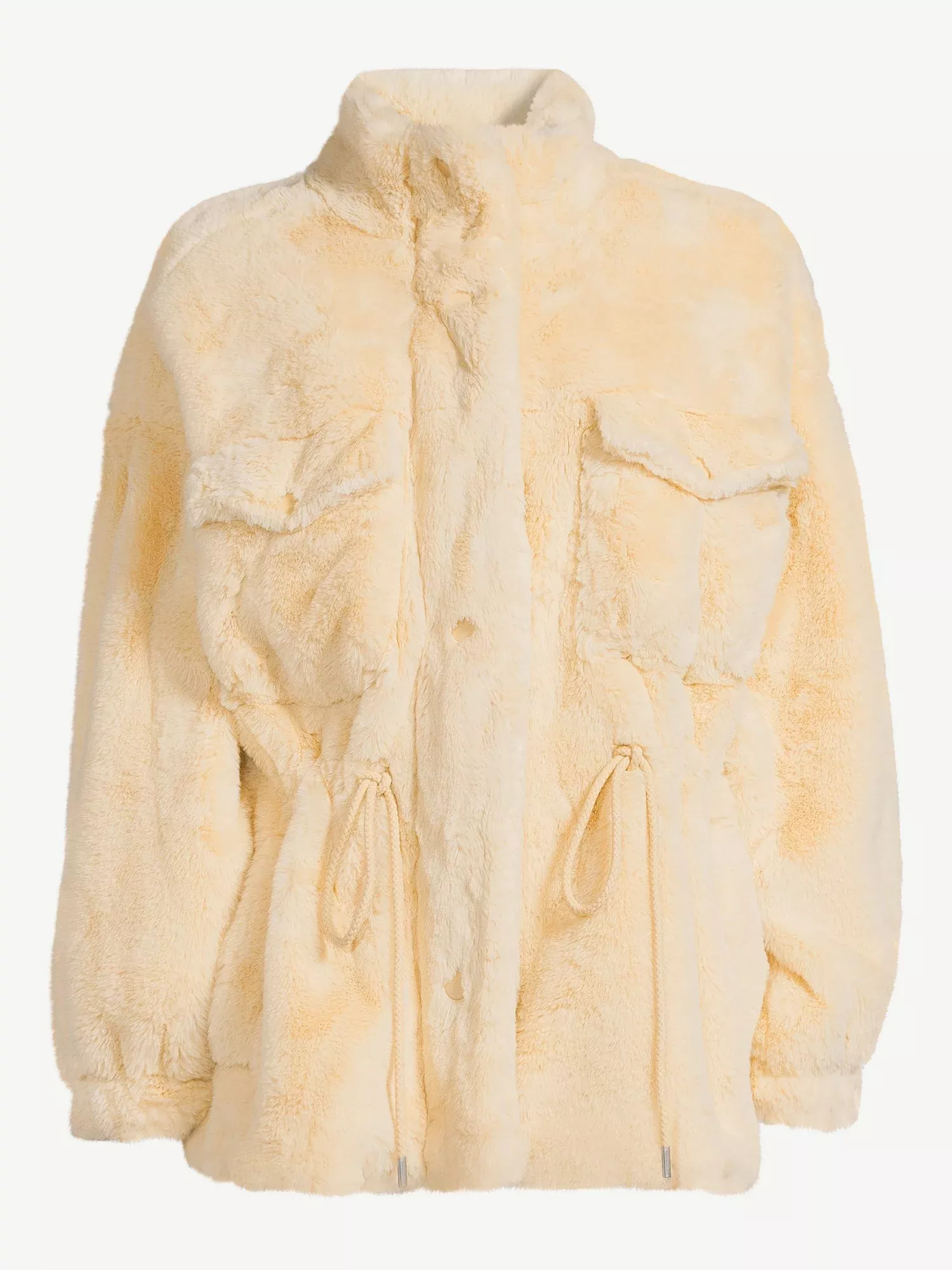 Scoop Women's Faux Fur Oversized Jacket with Cinch Waist 