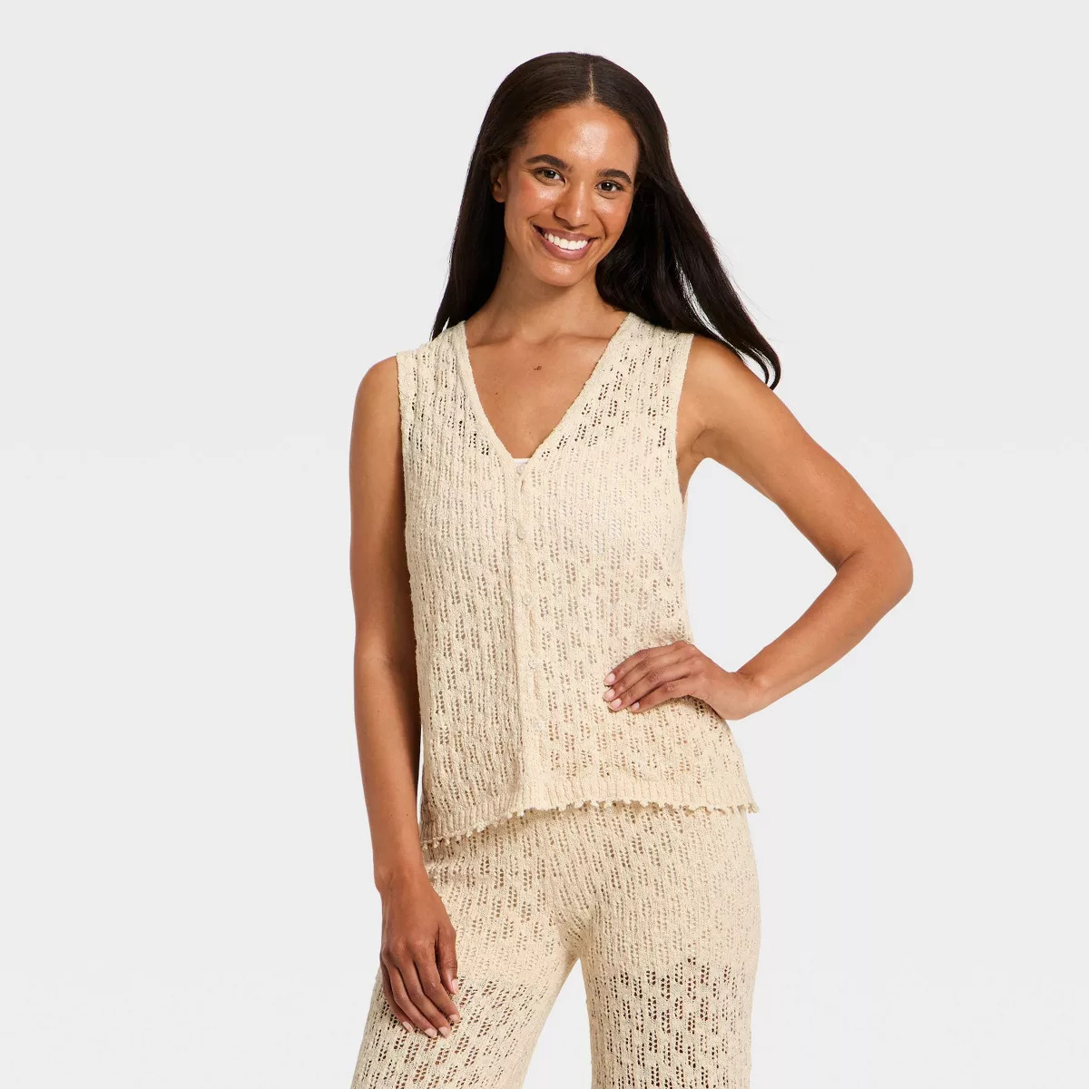 Women's Slub Cardigan Sweater - Universal Thread\u2122 Cream XS | Target