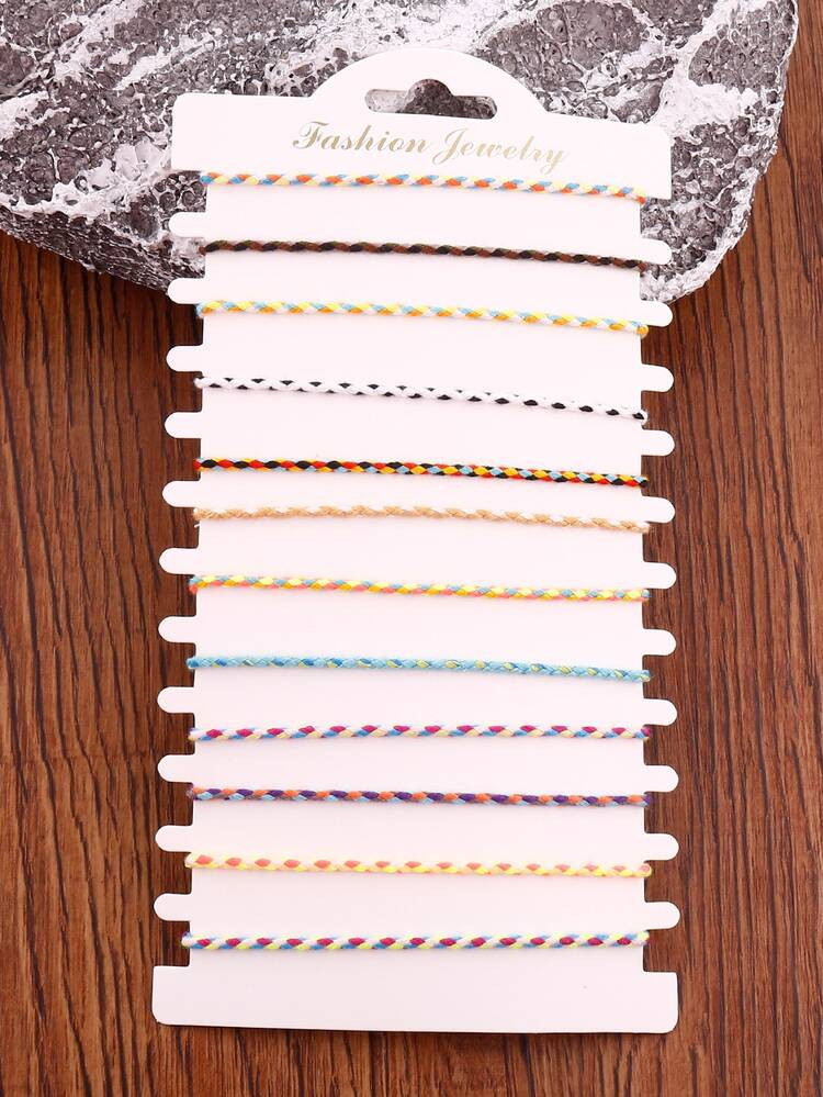 12pcs Tassel Decor String Bracelet | SHEIN