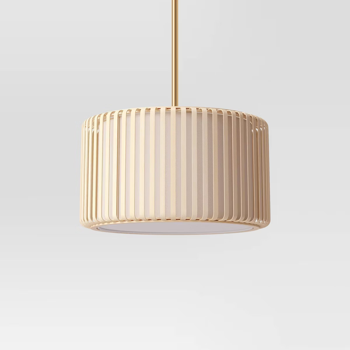 Bamboo Ceiling Drum Light Natural - Threshold™: Rattan Pendant, ETL Listed, Metal Body | Target