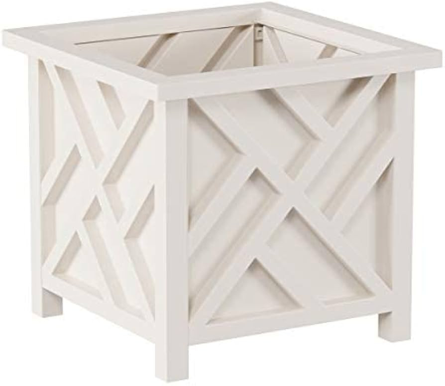 Pure Garden Lattice Design Planter Box – 14.75-Inch-Square Decorative Outdoor Flower or Plant P... | Amazon (US)