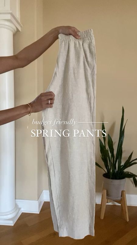 Spring outfit  Budget friendly spring pants. Linen blend. Straight easy fit. Multiple colors available. True to size  
Code HINTOFGLAM to save on necklace and bracelet. 
Denim handbag. Denim bag. 
Slide sandals  

#LTKover40 #LTKsalealert #LTKfindsunder50