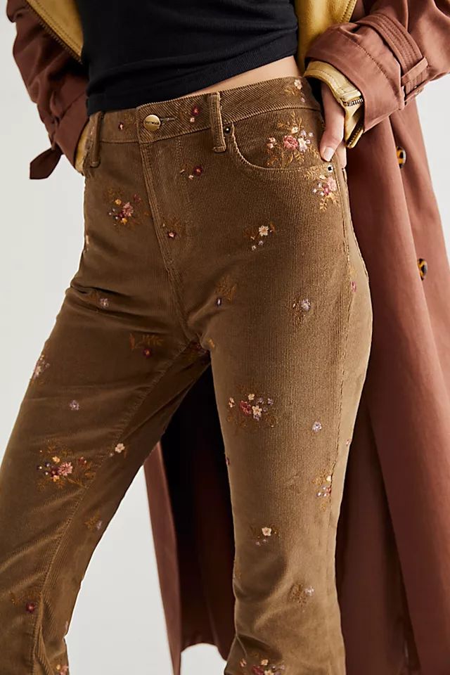 Driftwood Farrah Embroidered Cord Flare Jeans | Free People (Global - UK&FR Excluded)