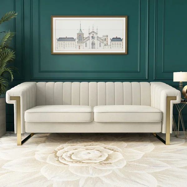 Ghirasim 84'' Velvet Rolled Arm Chesterfield Sofa | Wayfair North America