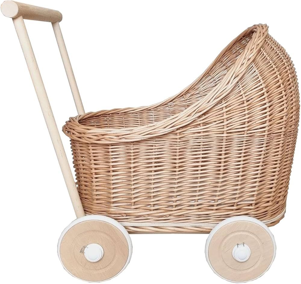 Natural Rattan Doll Stroller - Hand Made in Europe - includes Bedding Set - Fits 17" dolls or Stu... | Amazon (US)
