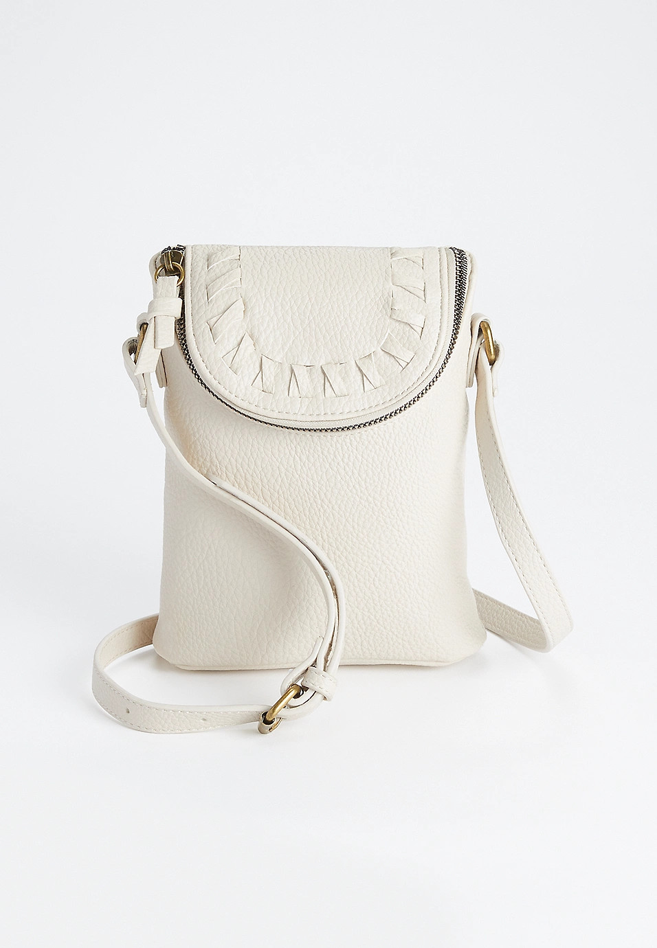 Beige Cross Stitched Crossbody Wallet | Maurices