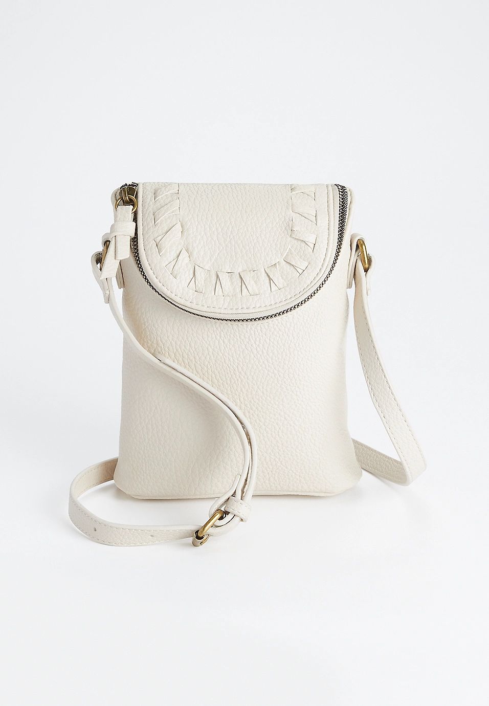 Beige Cross Stitched Crossbody Wallet | Maurices