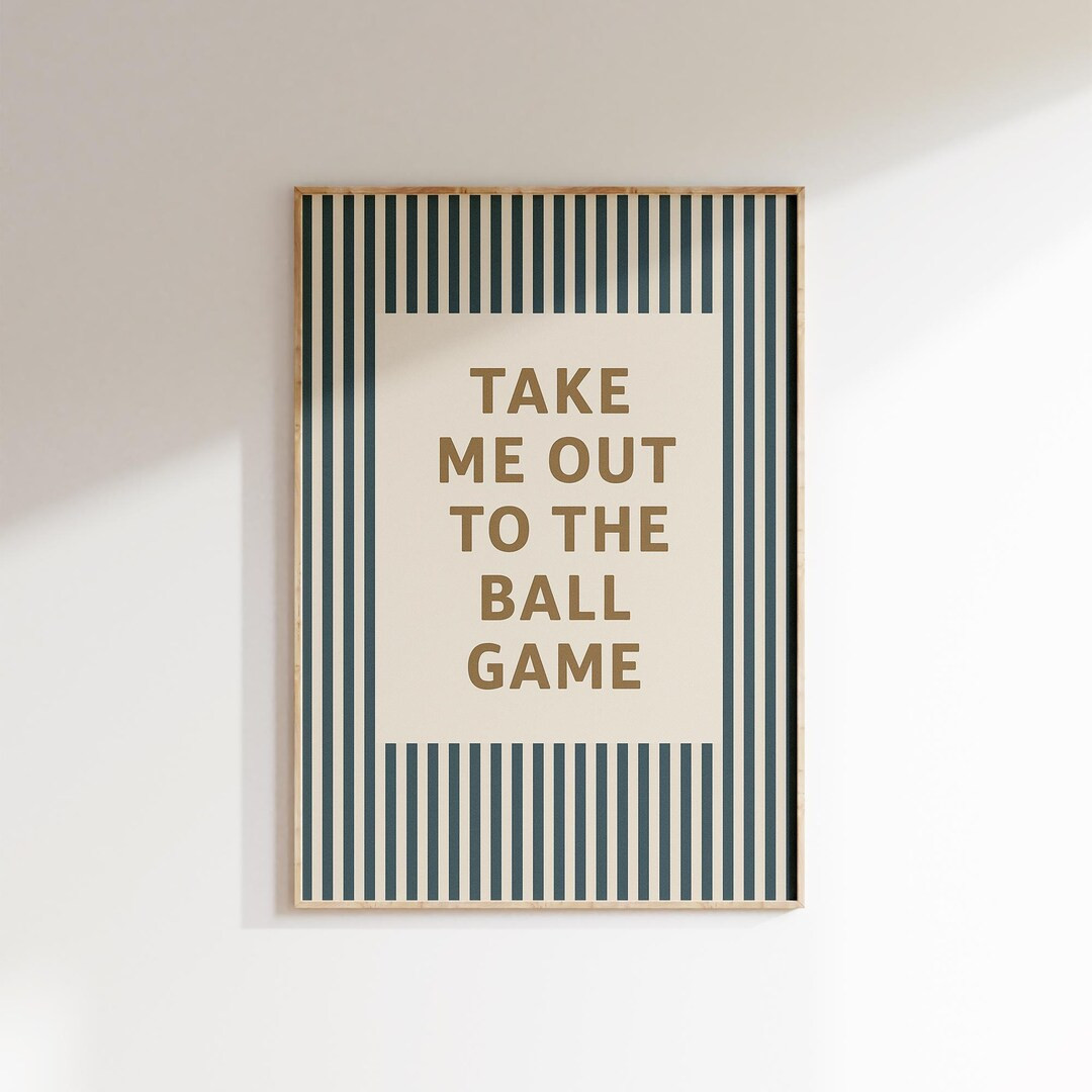 Take Me Out to the Ball Game Wall Art, Baseball Quote Print, Digital Download, Vintage Stripes, S... | Etsy (US)