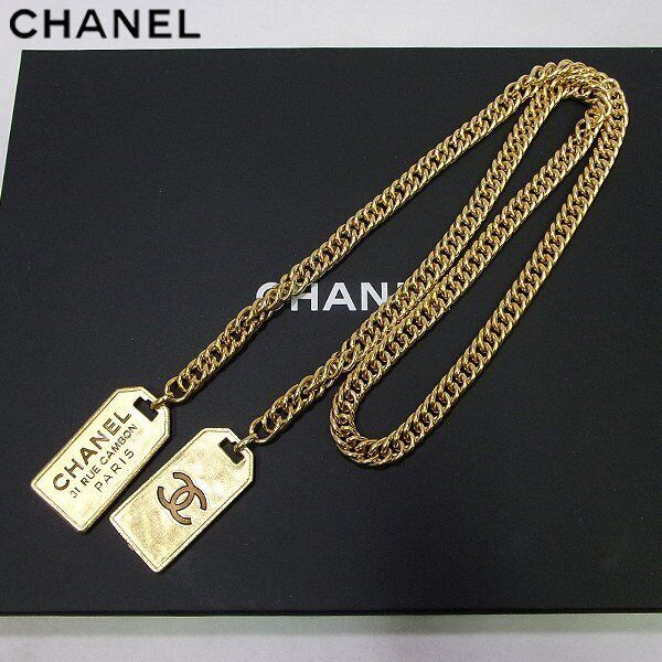 Chanel Double Tag Long Necklace Gold 32in No Box C102535   | eBay | eBay US