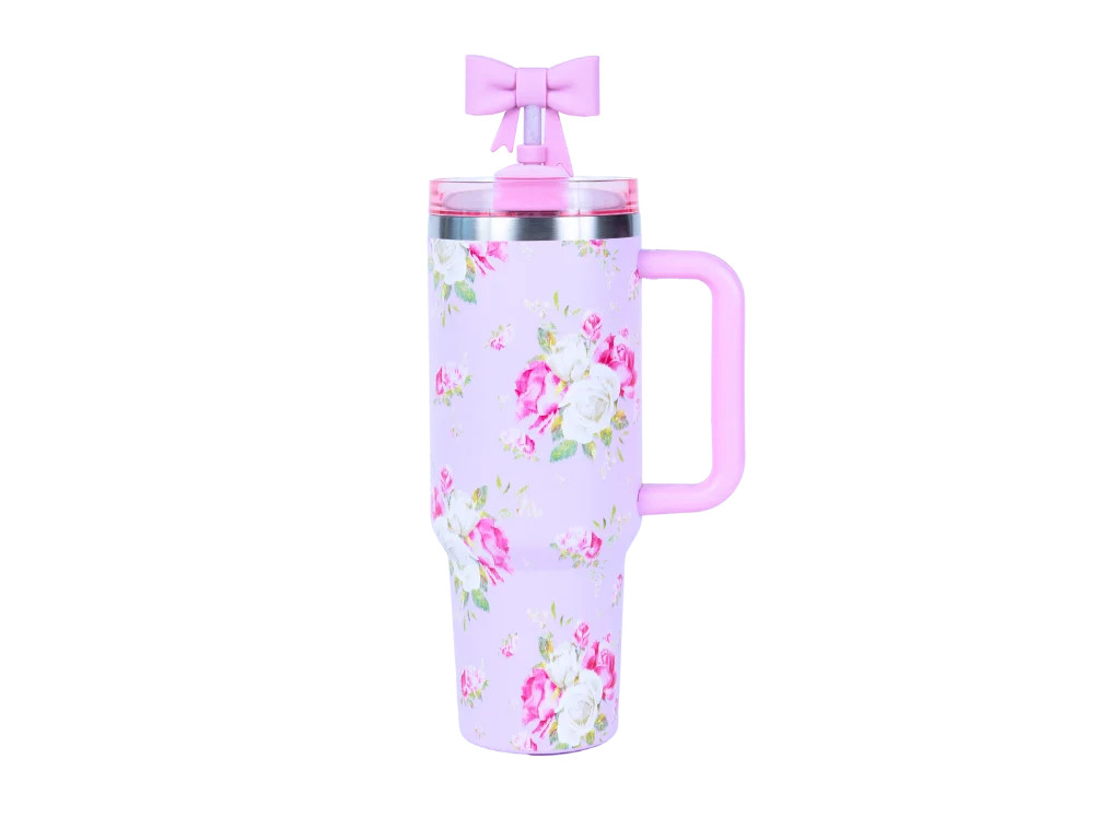 Hi Peach Layne Pink Floral Printed Insulated Tumbler 40oz Set with Berry Bougie Bath Bomb 10g Ins... | Walmart (US)
